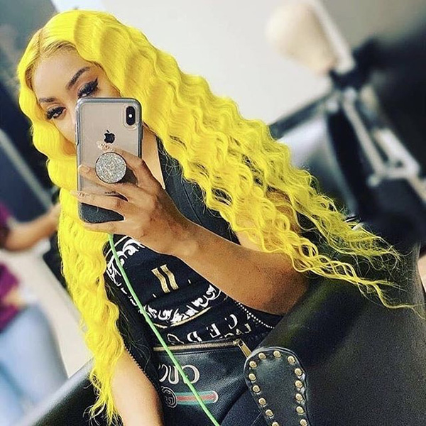 Glueless Wig Melon Yellow Color 150% Density HD Lace Wig 7 Days Customize 613lfw-45