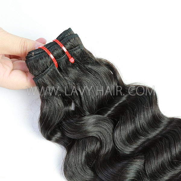 (New Made Texture) Advanced Grade 12A Ocean Wavy Unprocessed Virgin Human Hair #1b color Single Drawn Extensions