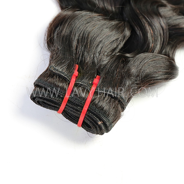 (New Made Texture) Advanced Grade 12A Ocean Wavy Unprocessed Virgin Human Hair #1b color Single Drawn Extensions