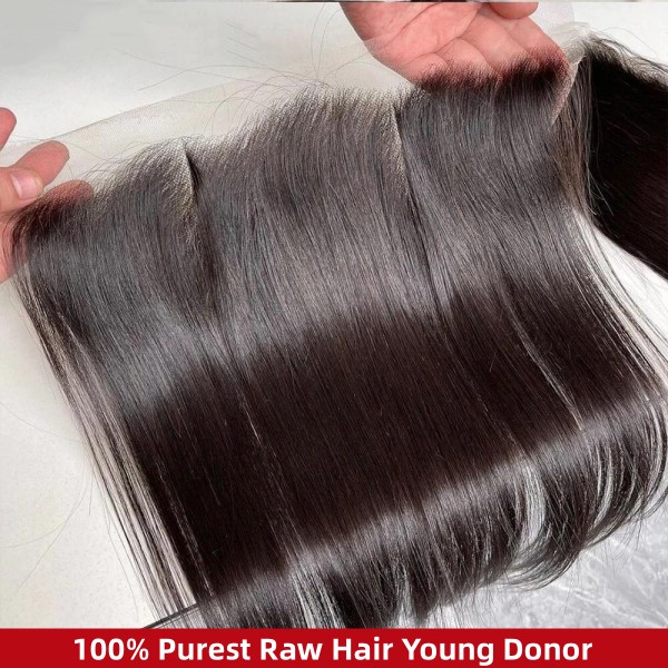 100% Purest Raw Hair Young Donor HD Lace Ear to Ear 13*4 13*6 360 Frontal Invisible Melted Lace Frontal