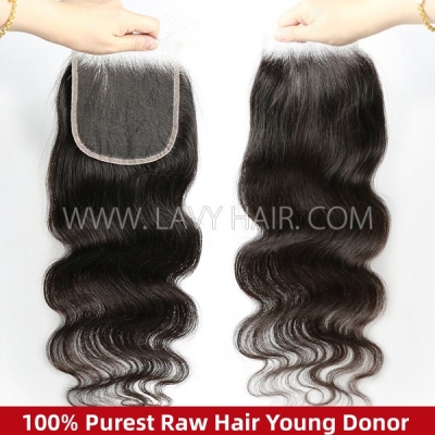 100% Purest Raw Hair Young Donor HD Lace Closure 4*4 5*5 6*6 7*7 Preplucked Natural Hairline Undetectable Melted Lace