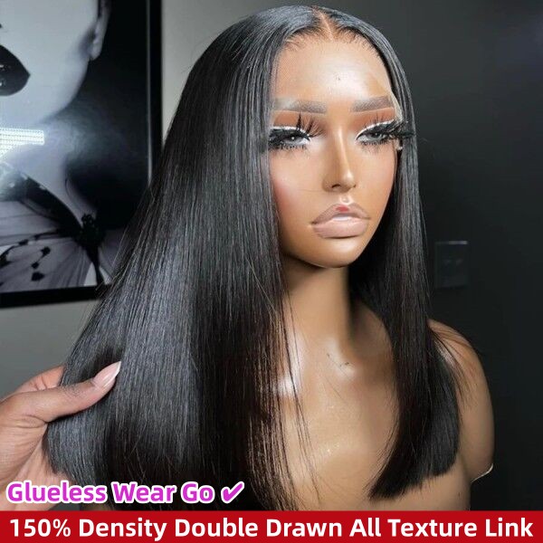 (All Texture Link) Double Drawn 100% Human Hair Pre Plucked 150% Density Sewing Wigs With Elastic Band Wear Go