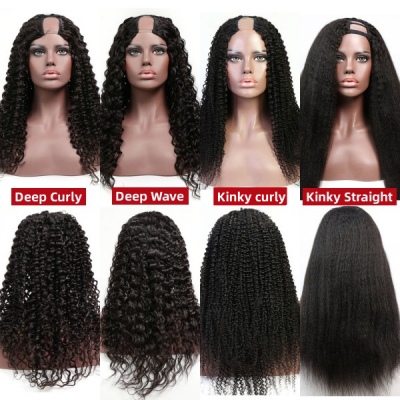 (All Texture Link) 200% Density 12-40 inches U part / Vpart Wigs 100% Human Hair Long Hair Leave Out Wig Straight/ Wavy/ Curly