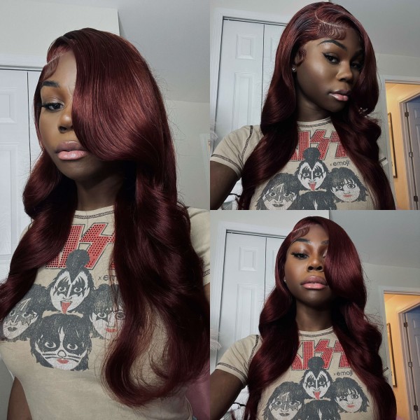 #33B Reddish Brown Color 13*4 Full Lace Frontal Wigs 180% Density Transparent Lace (IG: @mariidiorr)