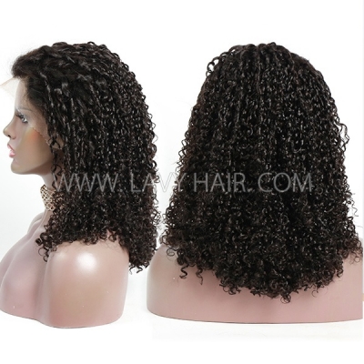 Pixie Curly 250% Density 13*4 Full Frontal Bob Wig #1B #99J #4 Color Thickness Blunt Cut Preplucked Glueless 100% Human hair