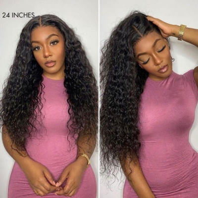180% Density Water Wave 360 Lace Frontal Wigs Ponytail Wig HD Lace & Transparent Lace Human Hair 4C Curly Hairline