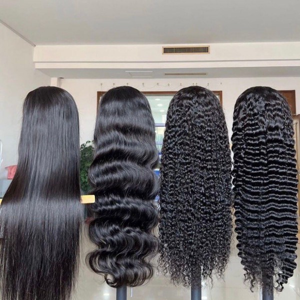 (All Texture Link)300% Density Bundles With 4*4 5*5 Closure Sewing Wigs Human Hair Wear Go 100% Glueless