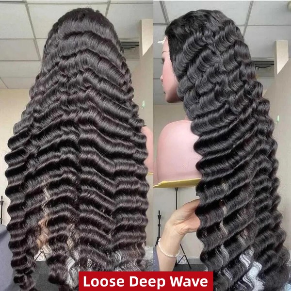 (All Texture Link)300% Density Bundles With 4*4 5*5 Closure Sewing Wigs Human Hair Wear Go 100% Glueless