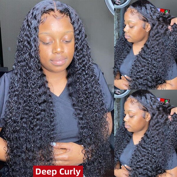 (All Texture Link) 250% Density Bundles With 4*4 5*5 Closure Sewing Wigs Human Hair Wear Go 100% Glueless