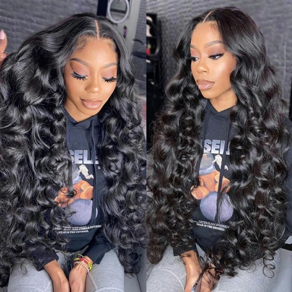 (All Texture Link)300% Density Bundles With 4*4 5*5 Closure Sewing Wigs Human Hair Wear Go 100% Glueless