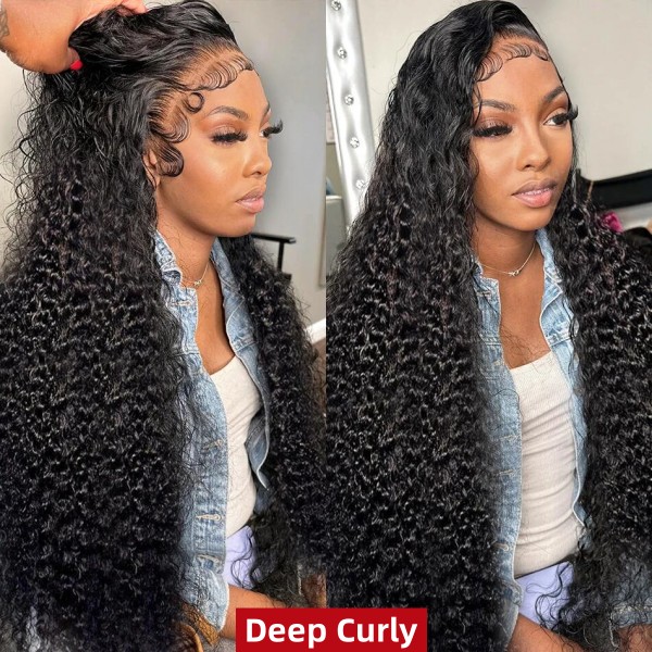 (All Texture Link)300% Density Bundles With 4*4 5*5 Closure Sewing Wigs Human Hair Wear Go 100% Glueless