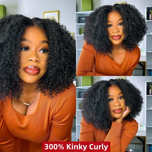 (All Texture Link)300% Density Thickness Short Bob Wig Blunt Cut Preplucked Glueless 100% Human hair Wear Go