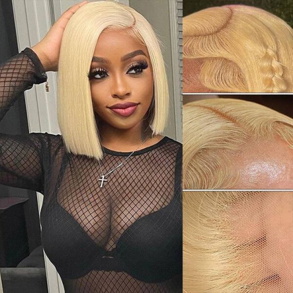 Glueless Wear Go  #613 Blonde Color Lace Frontal Bob Wig 150% Density Human Hair