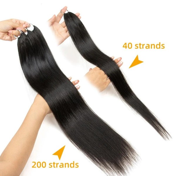 Seamless Crochet Braids Feather Line Hair Raw Hair More Invisible Pre Bonded Hair Extensions 200 Strands/1 Lot/140-160g Used to Add Volume Length
