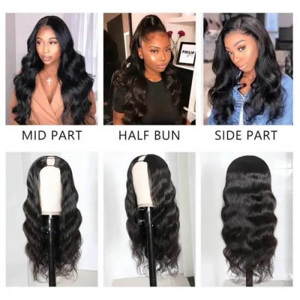 (Pure Raw Hair) U part / V part Wig 3 Bundles Completed 100% Human Hair Scalp Protective Style Half Wig All Texture