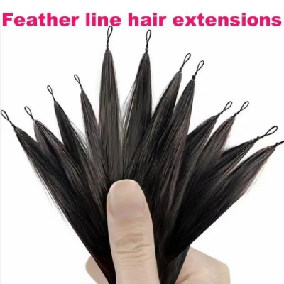 Seamless Crochet Braids Feather Line Hair Raw Hair More Invisible Pre Bonded Hair Extensions 200 Strands/1 Lot/140-160g Used to Add Volume Length