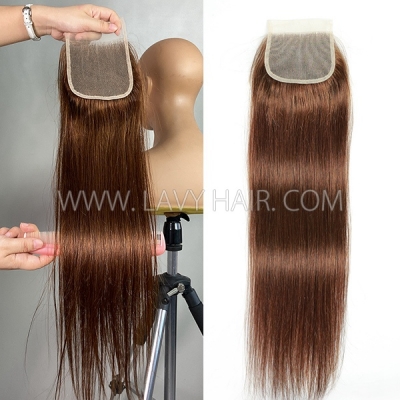 #4 Brown color Lace top closure 4*4" body wave Human hair medium brown Swiss lace