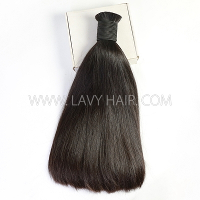Factory Bulk Order Purest Raw Hair Material 100g/1 Pack Double Drawn Hair Bulk No Weft (thick hair from top to end) For Wholesaler Hair Salon Boutique