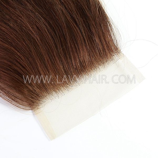 #4 Brown Color Lace Top Closure Human Virgin Hair Swiss Lace HD Lace and Transparent Lace
