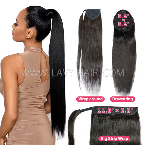 Wrap Around &Drawstring & Big Strip Wrap Ponytail Clip-in  Advanced Grade 12A Human Virgin Hair Straight/Wavy/Curly