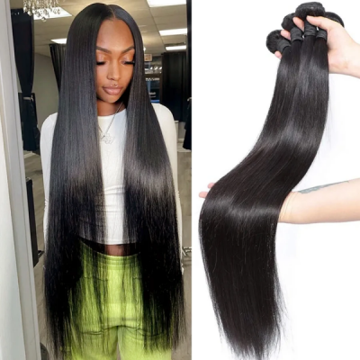 Superior Grade 3/4 Bundles Straight Virgin Human Hair Extensions Brazilian Peruvian Malaysian Indian European Cambodian Burmese Mongolian