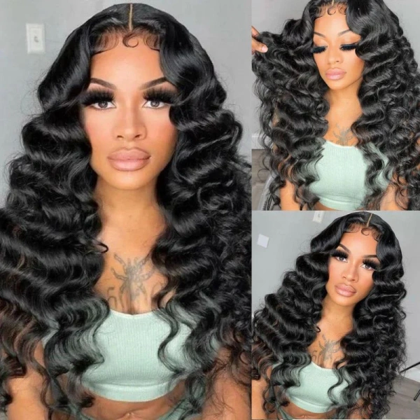 Glueless Wear Go Loose Deep Wave 200% Density HD Lace 4×4 5×5 13×4 13×6 Full Frontal Wig Pre Cut 100% Human Hair Preplucked Pre Bleached