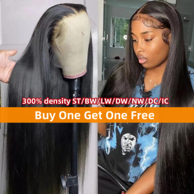 Buy One Get One Free 300% Density Lace Frontal Wigs Human Virgin Hair Cheap Wigs No.5-DL0207-62-1