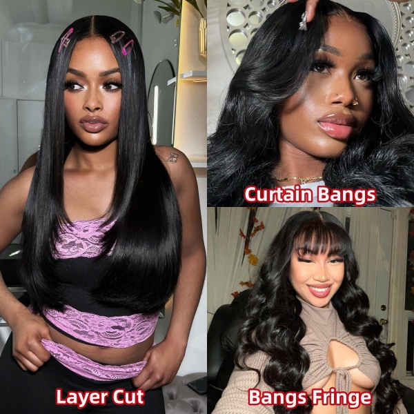 （#1 Jet Black Color 3 Bundles Thickness) Glueless Wear go Human Virgin Hair Preplucked Single Knot Natural Lace Wig Customize 5-15 Days