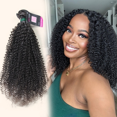 Advanced Grade 12A 1 bundle Kinky Curly Virgin Human hair extensions #1b color Brazilian Peruvian Malaysian Indian European Cambodian Burmese