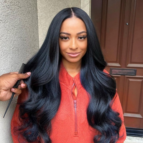 #1B Color Yaki Straight Classic Clip in Extensions Human Virgin Hair 8 pcs 120 grams Advanced Grade 12A