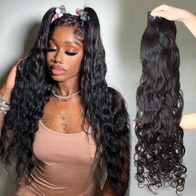 Superior Grade 1 bundle natural wave Virgin Human hair extensions #1b color Brazilian Peruvian Malaysian Indian European Cambodian Burmese Mongolian