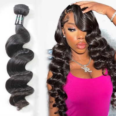 Superior Grade 1 bundle loose wave Virgin Human hair extensions #1b color Brazilian Peruvian Malaysian Indian European Cambodian Burmese Mongolian