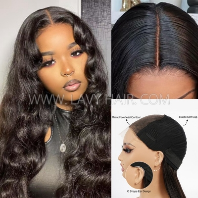 C Shape Ear Design HD Lace Glueless Wear Go 3D Dome Cap 200% Density 100% Human Hair Pre plucked Pre Cut Lace