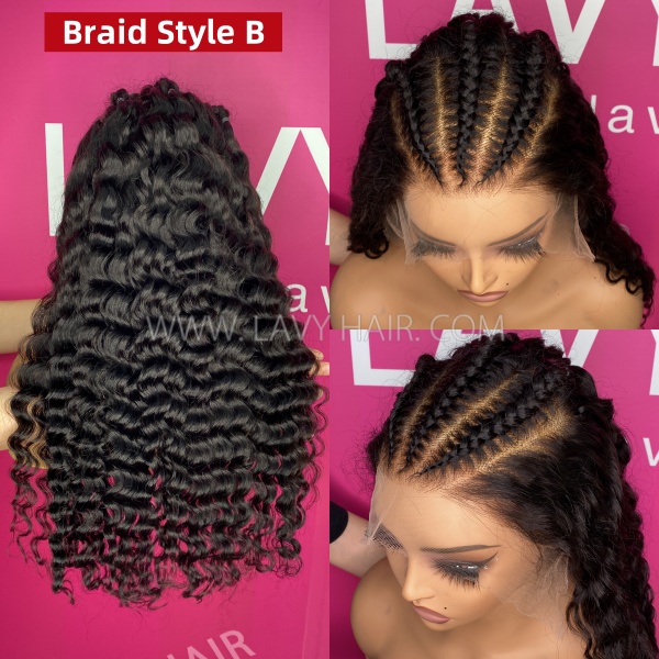 Pre Styled Pre Braided Glueless Wig 13*6 HD Lace Full Frontal Wig Pre Everything Human Virgin Hair Customize Around 7 Days
