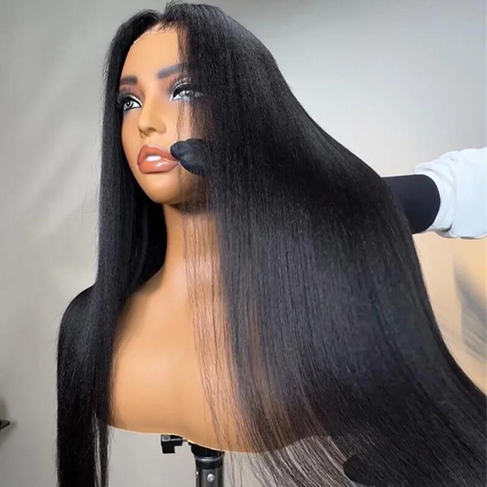 Glueless Wear Go Yaki Straight HD Lace 5*5 Lace Closure & 13*4 Lace Frontal Wig 100% Human Hair Melted Lace Pre Bleached Tiny Knot