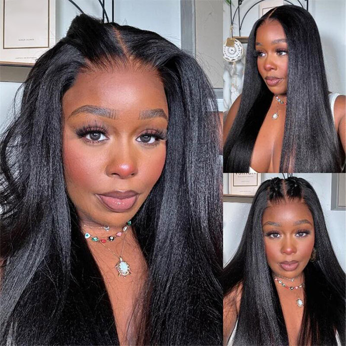 Glueless Wear Go Yaki Straight HD Lace 5*5 Lace Closure & 13*4 Lace Frontal Wig 100% Human Hair Melted Lace Pre Bleached Tiny Knot