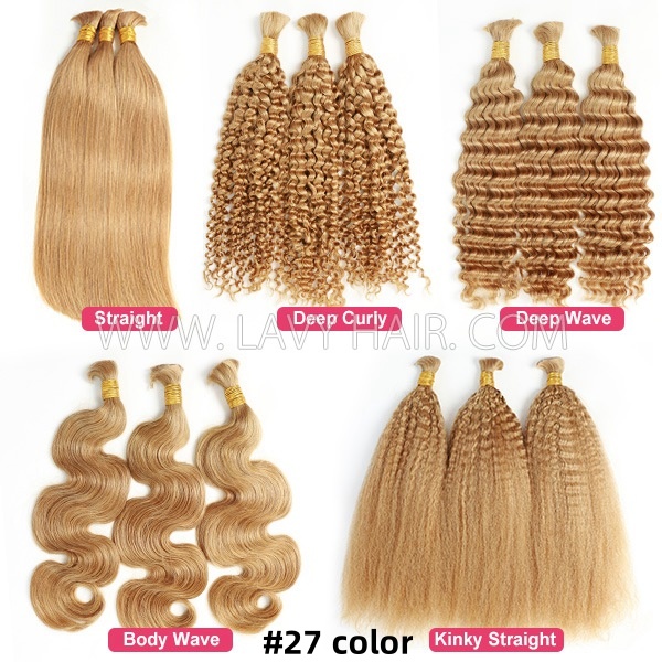 Color Hair Bulk No Weft  For Braiding 100% Human Hair Quick Weave Extensions 100 Grams/1 Bundle