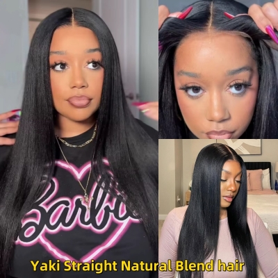 Glueless Wear Go Yaki Straight HD Lace 5*5 Lace Closure & 13*4 Lace Frontal Wig 100% Human Hair Melted Lace Pre Bleached Tiny Knot