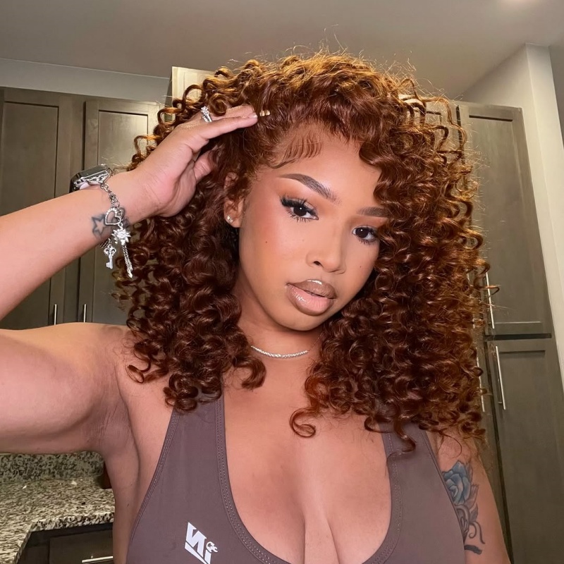 #4 Brown Color 200% Density Lace Frontal Wigs Human Virgin Hair