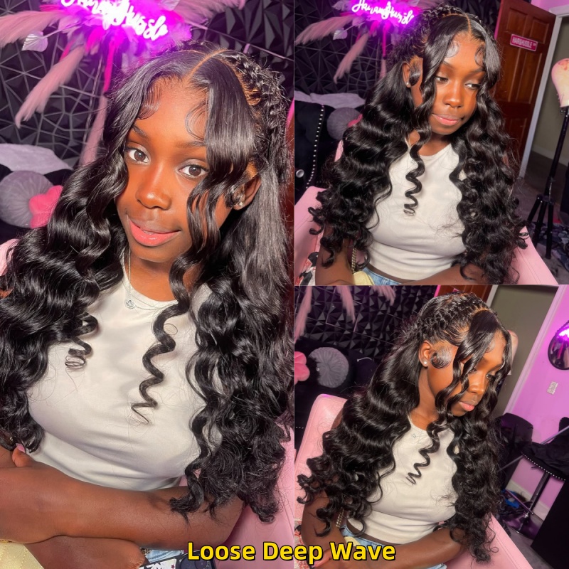 Upgraded Invisi-Strap Pre Bleached Pre Plucked HD Lace 360 Lace Frontal Wigs 180% Density Ponytail Wig #1B Natural Color Human Hair
