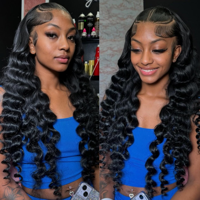 150% Density Pre Braided 13*6 HD Lace Full Frontal Wig Pre Plucked Pre Bleached Knots Natural Wig
