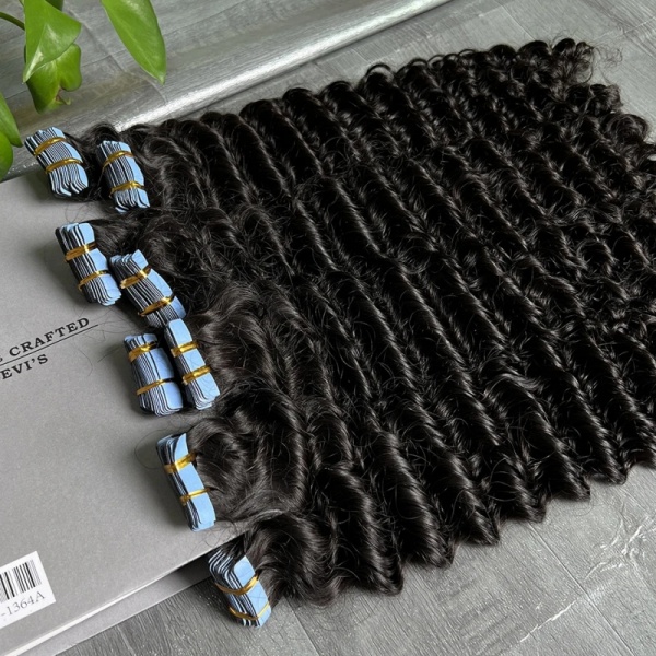 Tape In Hair Extensions (20pcs/50g/1 Pack) 3 Packs Get Free Replaceable Tape Glue Advanced Grade 12A Human Virgin Hair #1B Natural Color