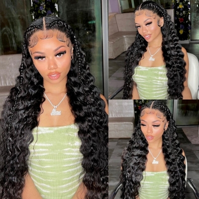 Pre Styled Pre Braided Glueless Wig 13*6 HD Lace Full Frontal Wig Pre Everything Human Virgin Hair Customize Around 7 Days