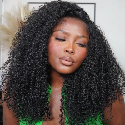 Glueless Wear Go Kinky Curly 200% Density Invisible HD Lace 4×4 5×5 13×4 13×6 Full Frontal Wigs Pre Plucked Human Hair Afro Curly