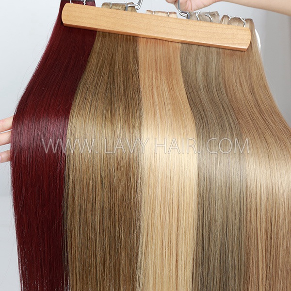 Invisible Genius Weft 14A Grade Light Color Human Virgin Hair Extensions Sewing In 16-28 inches Hand-Tined Hair Weave Natural Straight