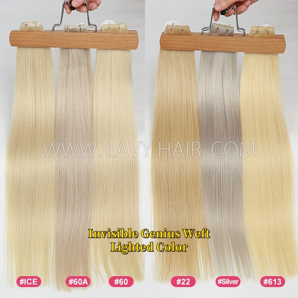 Invisible Genius Weft 14A Grade Light Color Human Virgin Hair Extensions Sewing In 16-28 inches Hand-Tined Hair Weave Natural Straight