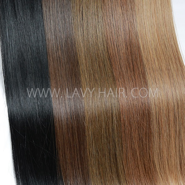 Invisible Genius Weft 14A Grade Dark Color Human Virgin Hair Extensions Sewing In 16-28 inches Hand-Tined Hair Weave Natural Straight