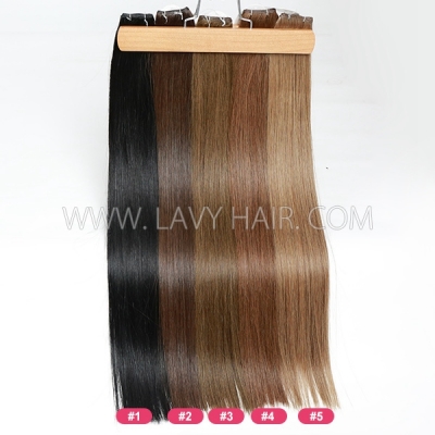 Invisible Genius Weft 14A Grade Dark Color Human Virgin Hair Extensions Sewing In 16-28 inches Hand-Tined Hair Weave Natural Straight