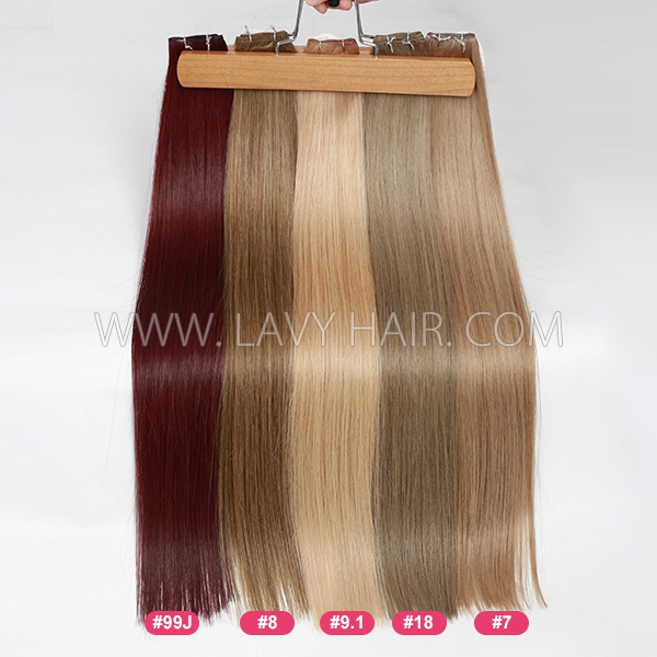 Invisible Genius Weft 14A Grade Light Color Human Virgin Hair Extensions Sewing In 16-28 inches Hand-Tined Hair Weave Natural Straight