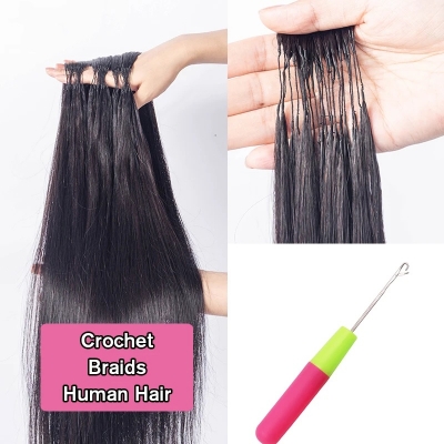 Seamless Crochet Braids Feather Line Hair Generation 3rd Raw Hair More Invisible Pre Bonded Hair Extensions 200 Strands/1 Lot/140-160g Add Volume